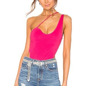H:ours Women's Pink One Shoulder Bodysuit